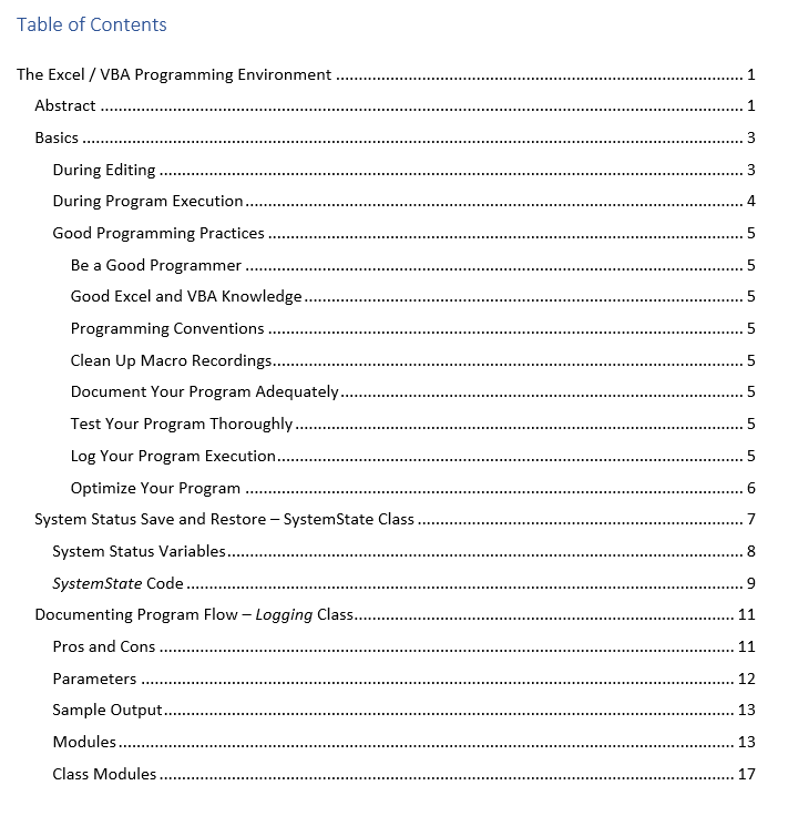 Excel VBA Programming Environment